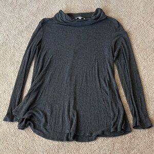 Grey ribbed turtleneck top